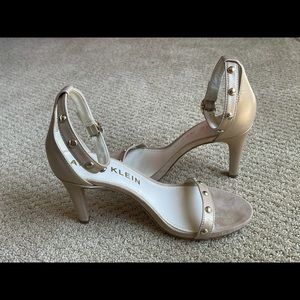 Anne Klein Leather Strappy Studded Heels